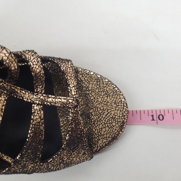 Lane Bryant Womens Cut Out Gladiator Strappy Sandals Zip Gold Metallic 9W - Picture 5 of 9